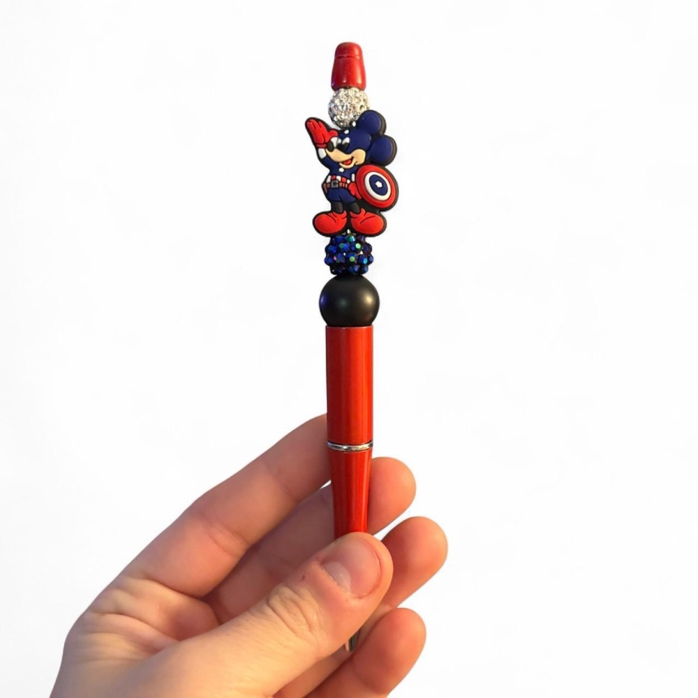 Mickey Mouse Captain America Pen - HandCrafted By Me- NWT- Comes With Pen Refill